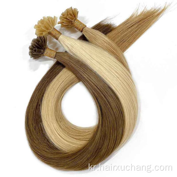 Remy Human Hair Extension Fused Nail u 팁 전 본수 머리 러시아 처녀 인간 머리 클립 확장